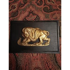 Lion Attacking A Snake. 19th Century.