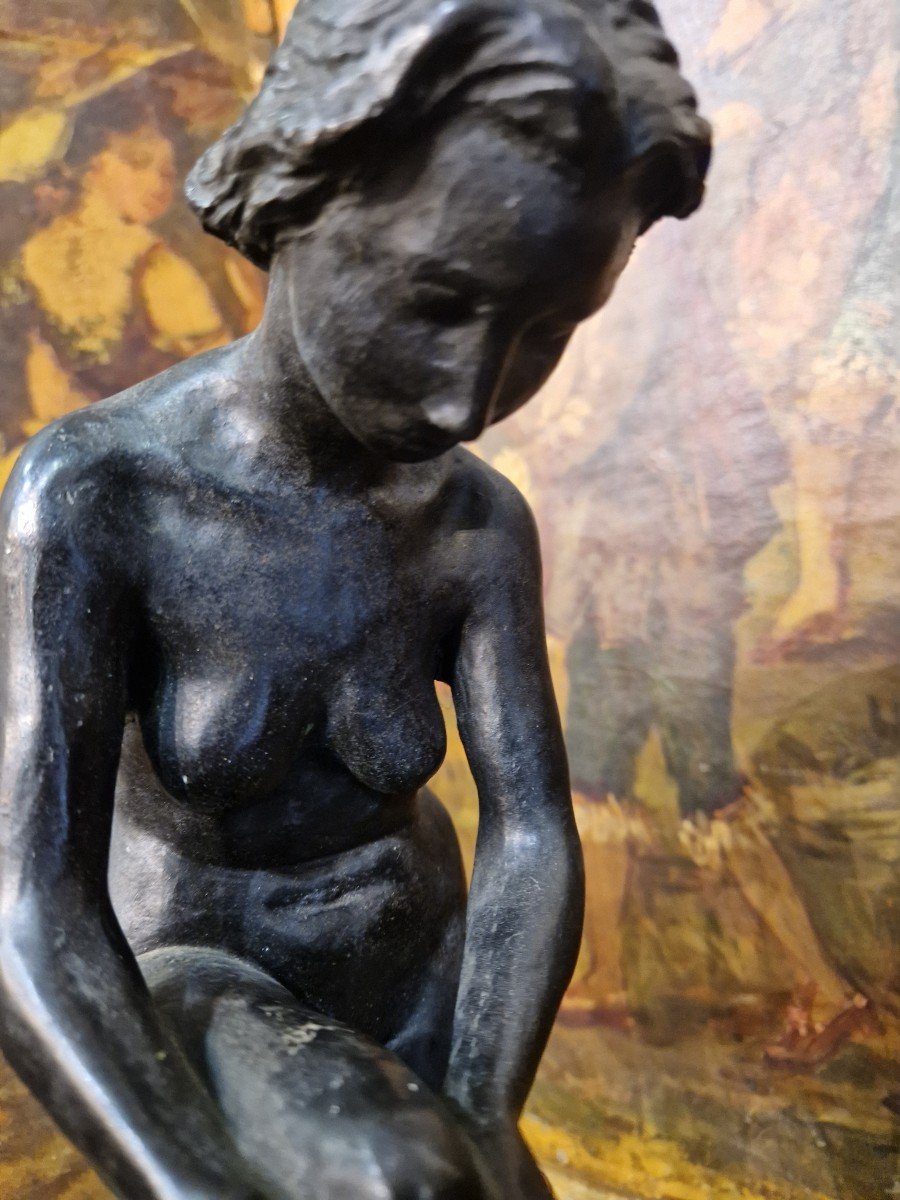 Alfredo Biagini (Roma, 1886-1952): Statua in bronzo raffigurante donna -photo-4
