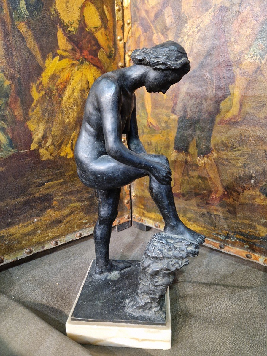 Alfredo Biagini (Roma, 1886-1952): Statua in bronzo raffigurante donna -photo-1