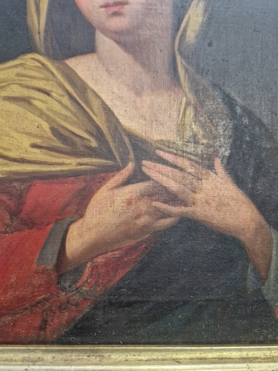 Quadro olio su della raffigurante Donna addolorata. Seconda metà dell'ottocento-photo-2