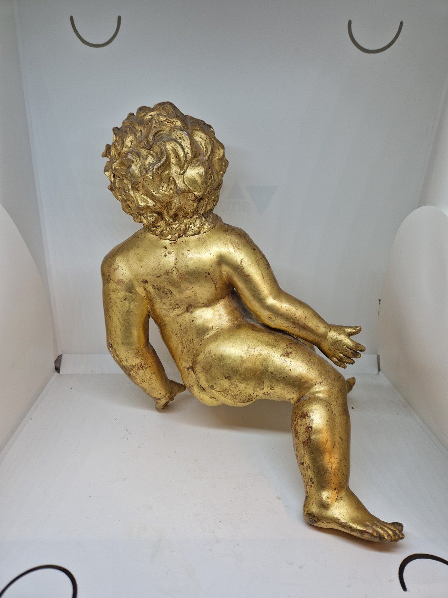 Putto dorato (foglia oro) in scagliola metà ottocento (italia meridionale)-photo-1