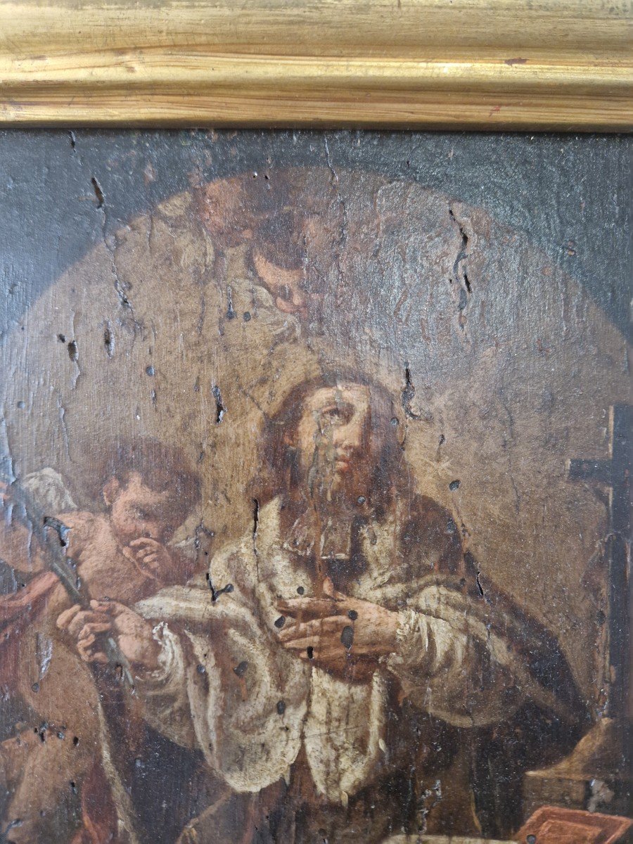 Olio Su Tavola Del XVII Secolo Raffigurante San Giovanni Nepomuceno-photo-6