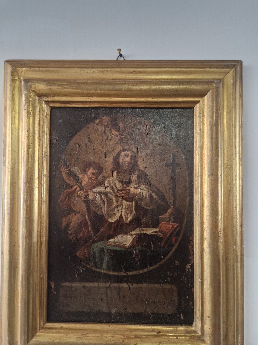 Olio Su Tavola Del XVII Secolo Raffigurante San Giovanni Nepomuceno