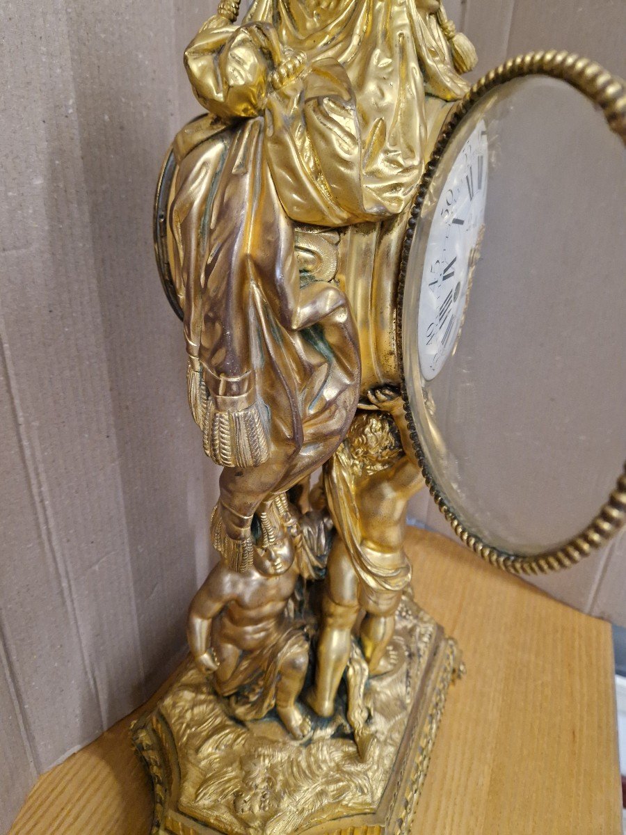 Importante orologio in bronzo dorato firmato Lerolle Fres Paris seconda metà dell'ottocento. -photo-3