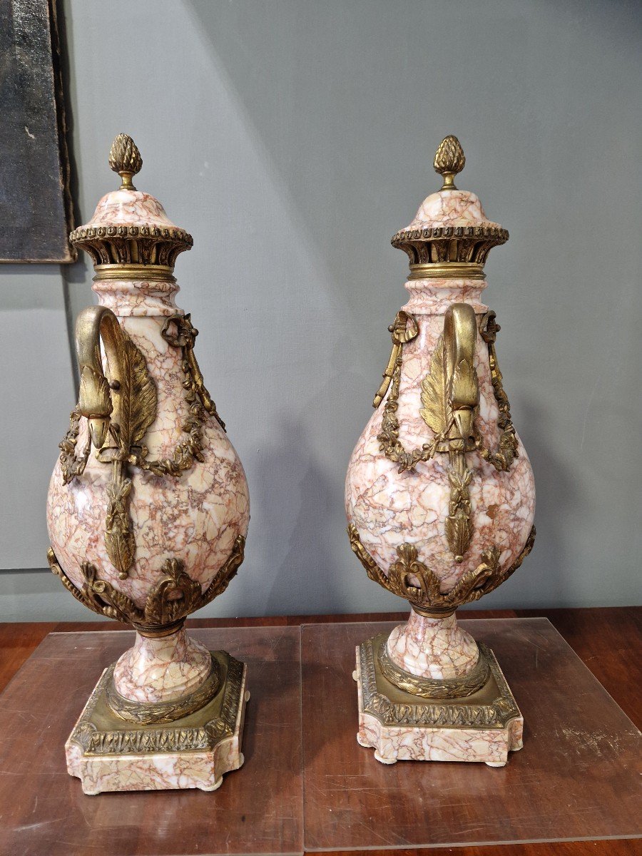 Coppia di vasi Napoleone III In bronzo dorato e marmo Epoca seconda metà '800 - Napoleone III -photo-2