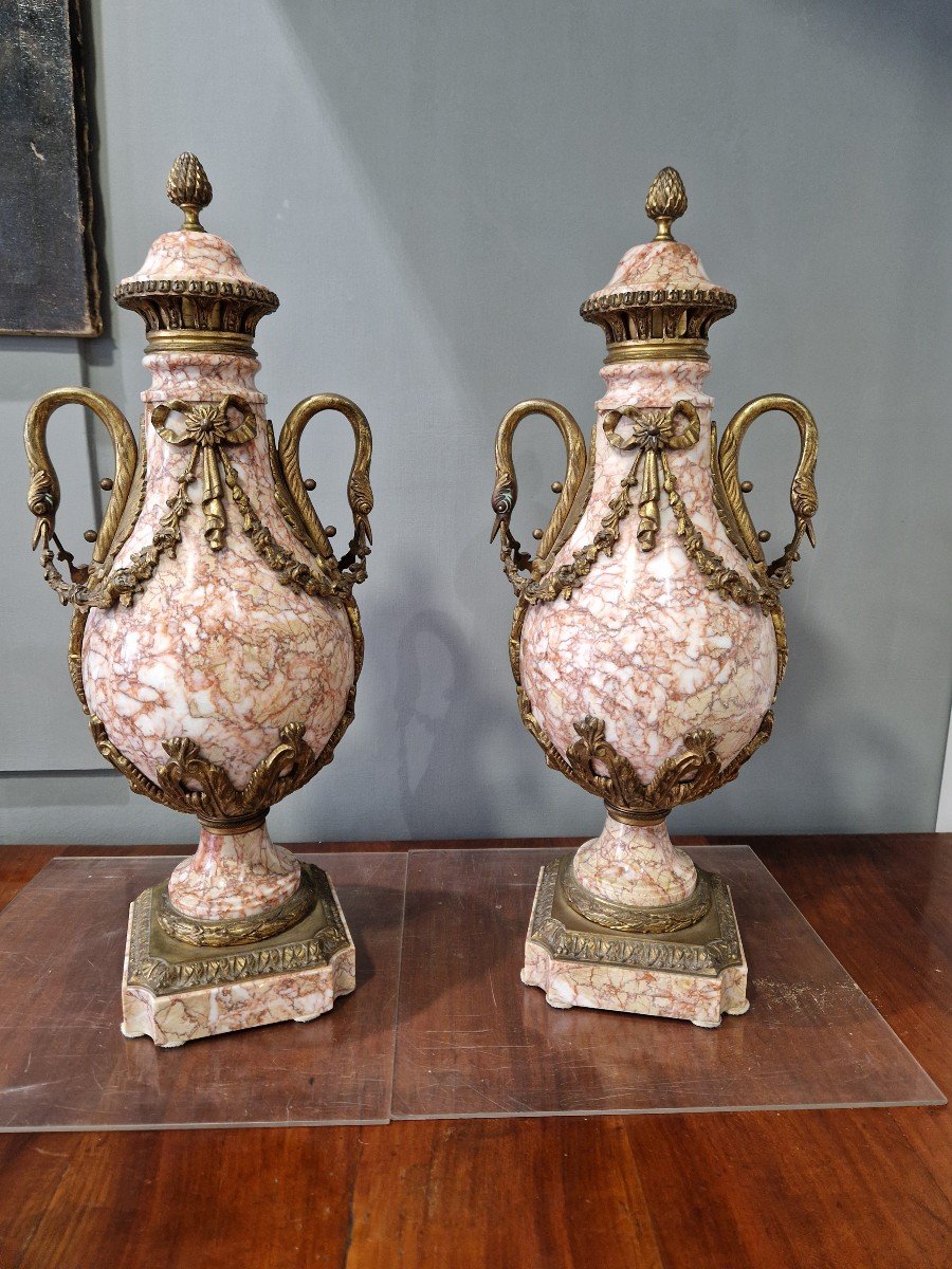 Coppia di vasi Napoleone III In bronzo dorato e marmo Epoca seconda metà '800 - Napoleone III -photo-3