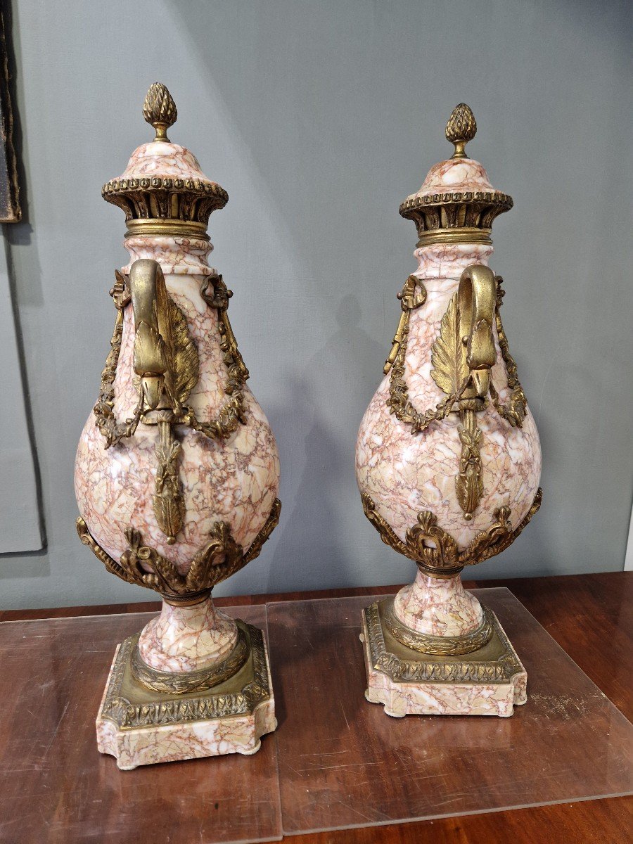 Coppia di vasi Napoleone III In bronzo dorato e marmo Epoca seconda metà '800 - Napoleone III -photo-4