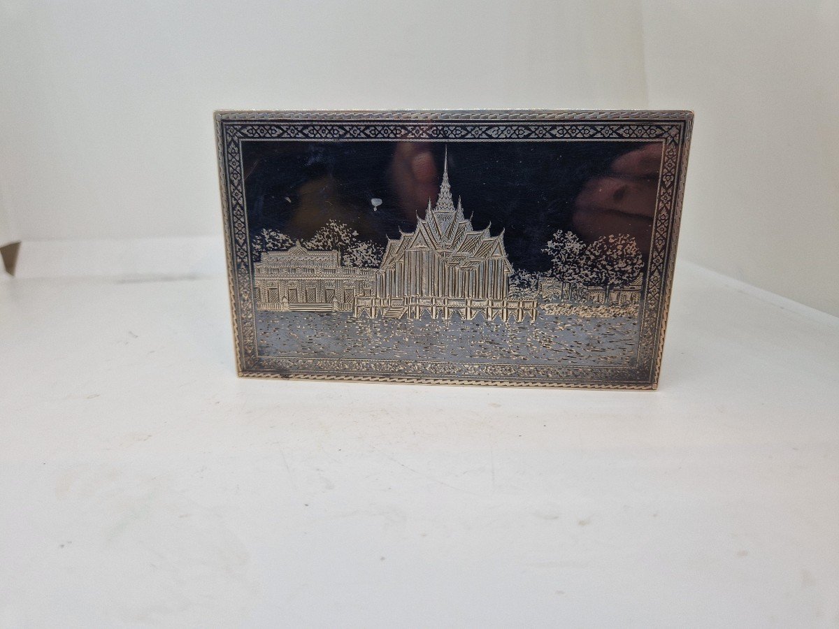 Scatola in argento niellato persia XIX secolo-photo-4