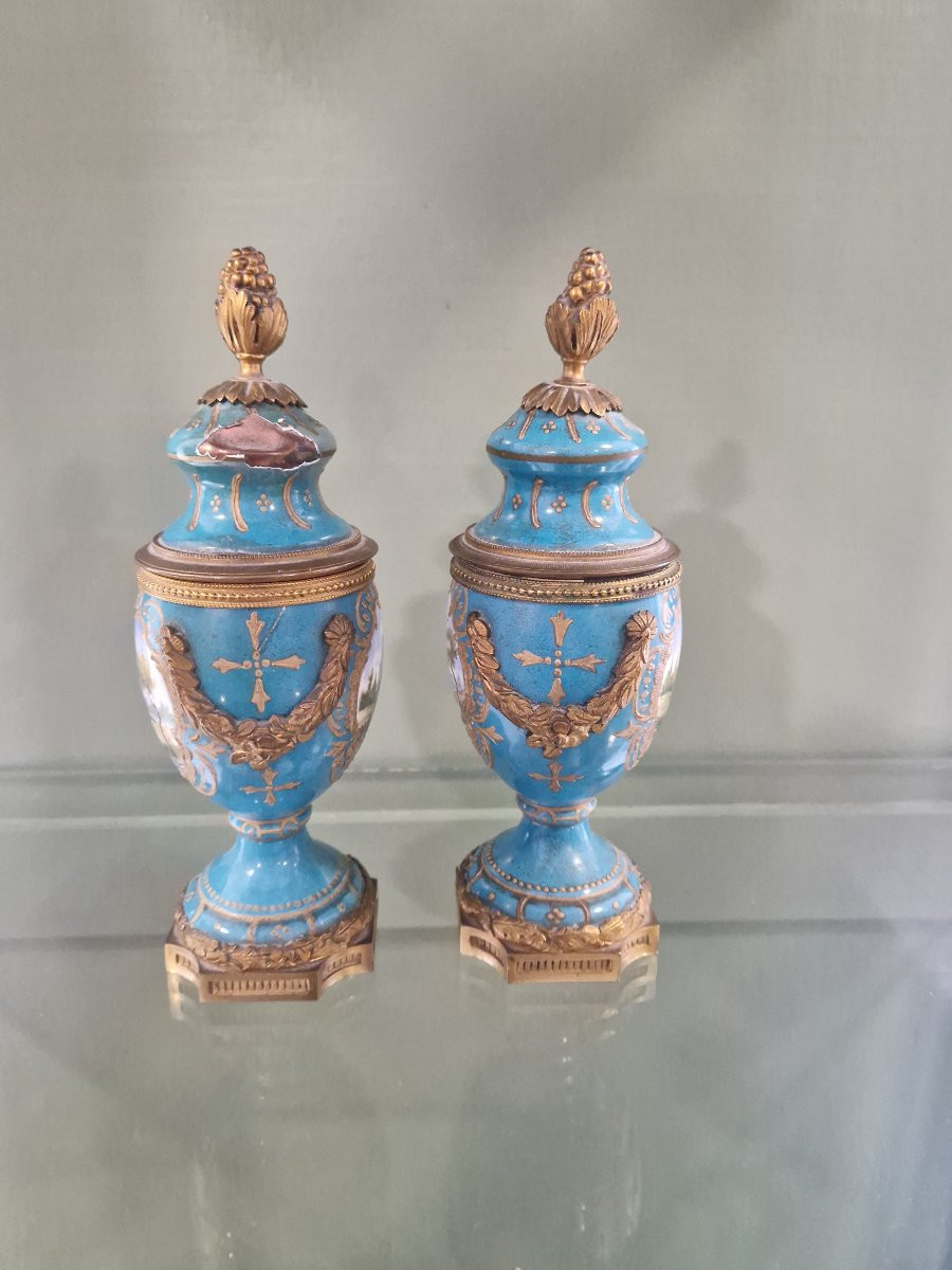 Coppia di vasi in smalto e bronzo Francia XIX-photo-5