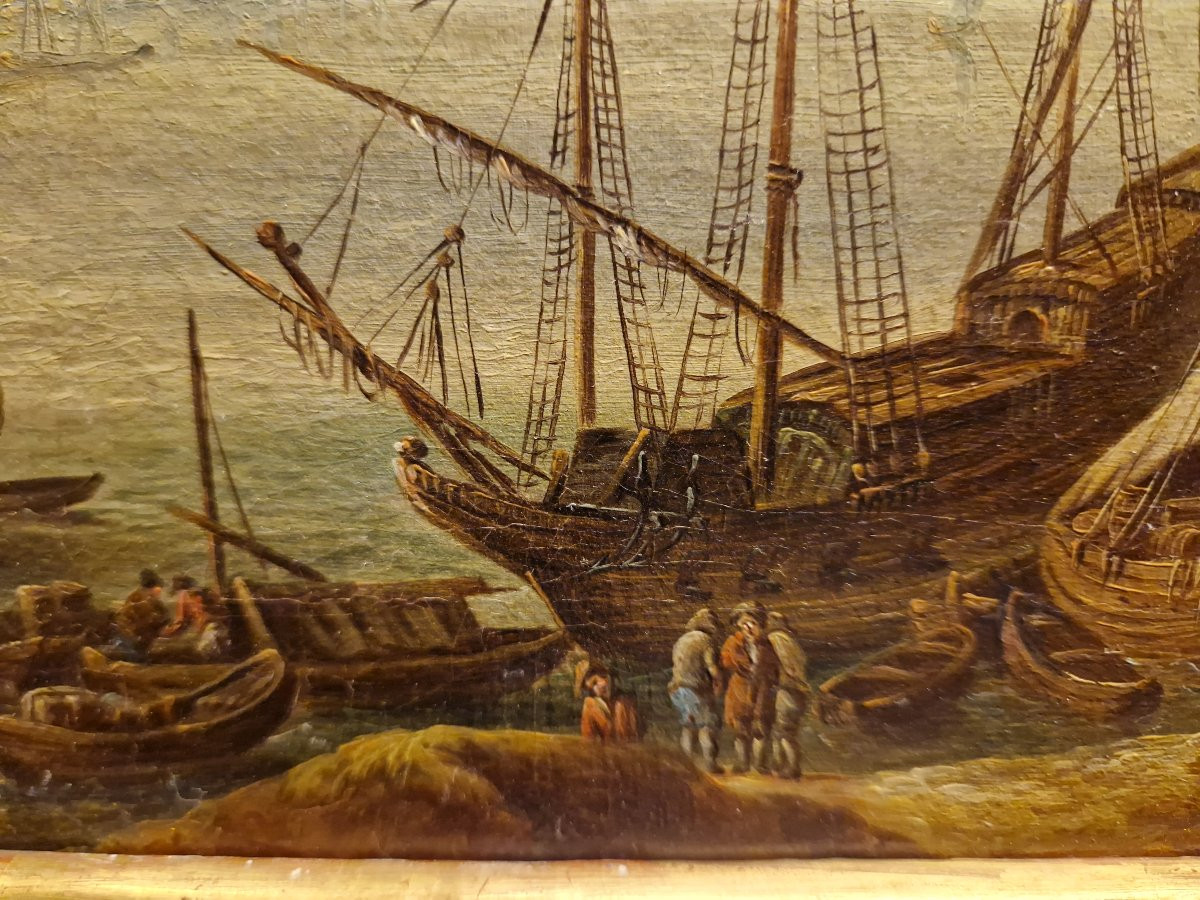 Interessante coppia di quadri marine olio su tela fimminghe fine XVIII-photo-8