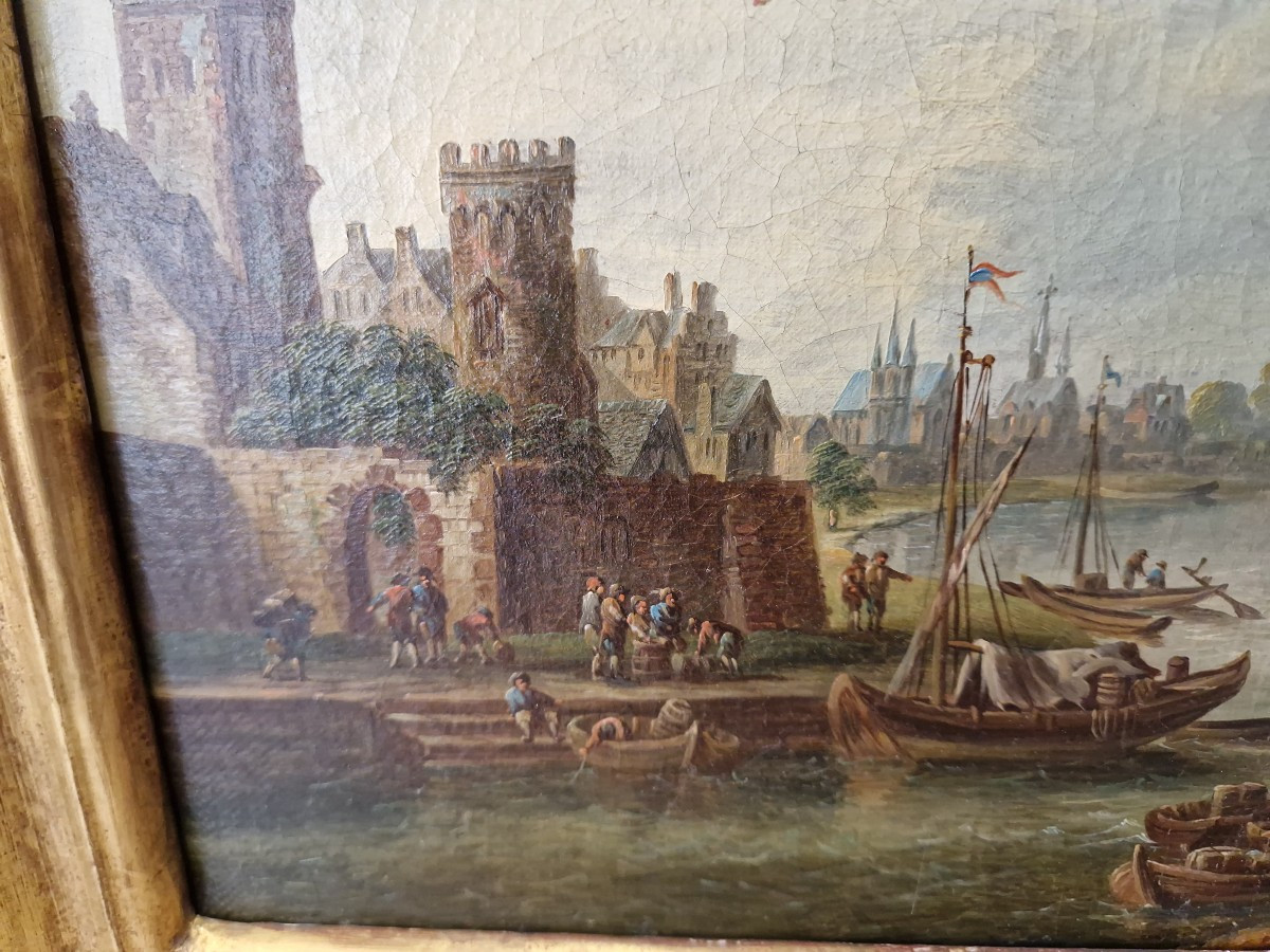Interessante coppia di quadri marine olio su tela fimminghe fine XVIII-photo-4