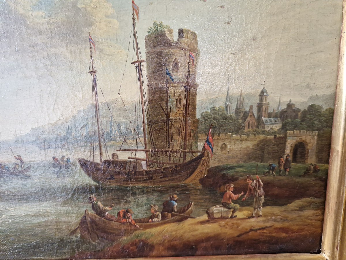 Interessante coppia di quadri marine olio su tela fimminghe fine XVIII-photo-6