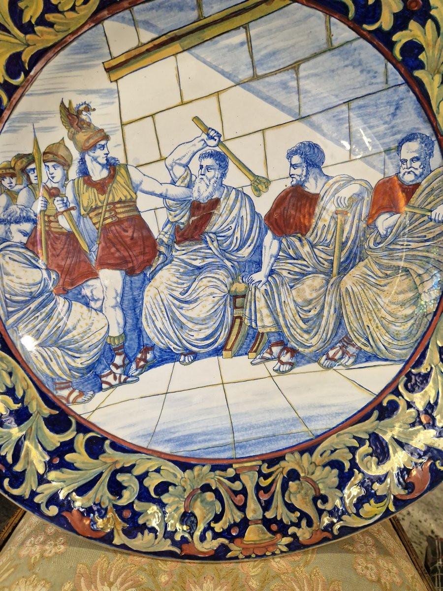 Piatto istoriato da parata in maiolica a lustro Italia Gualdo Tadino primi novecento-photo-2
