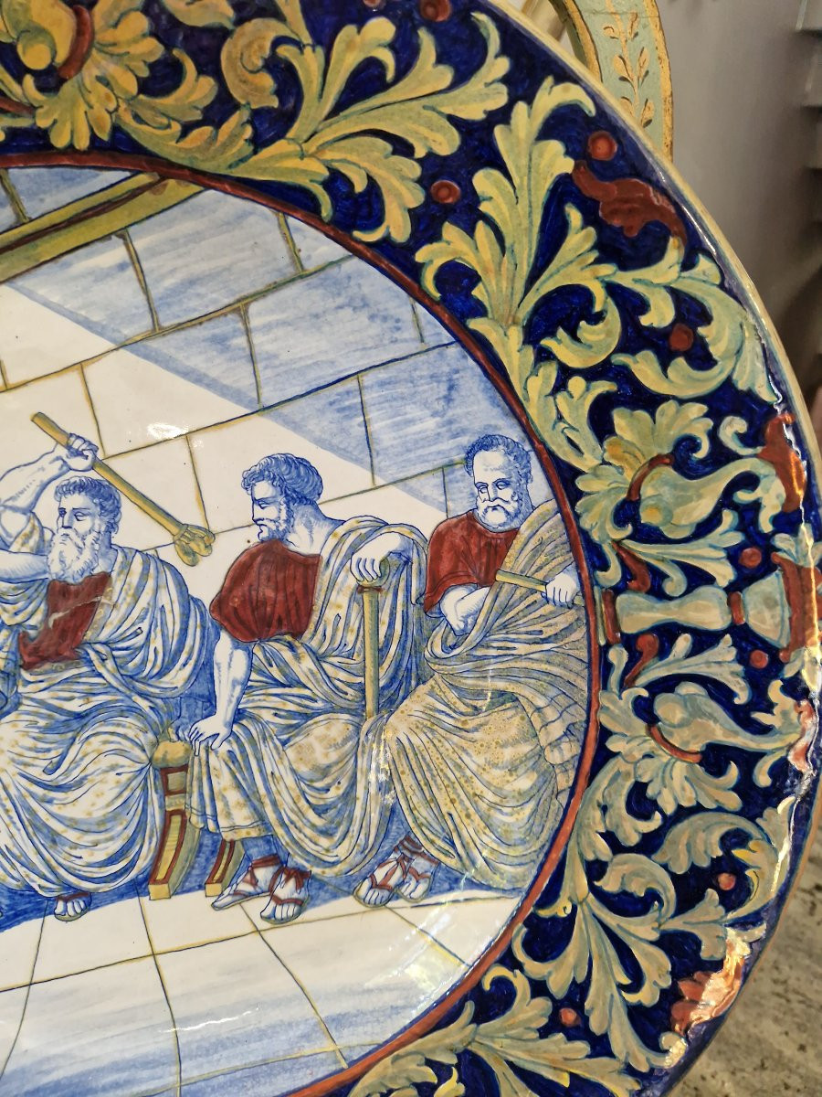 Piatto istoriato da parata in maiolica a lustro Italia Gualdo Tadino primi novecento-photo-3