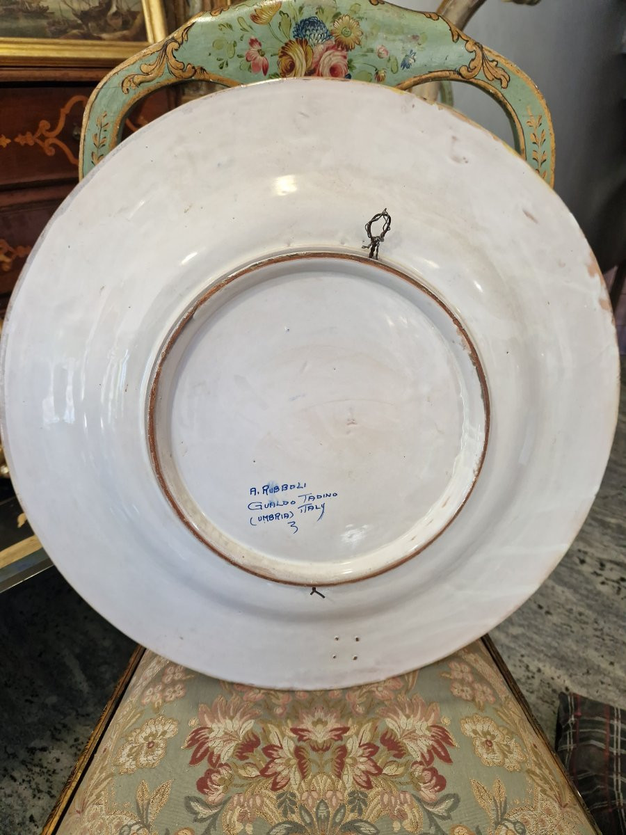 Piatto istoriato da parata in maiolica a lustro Italia Gualdo Tadino primi novecento-photo-4