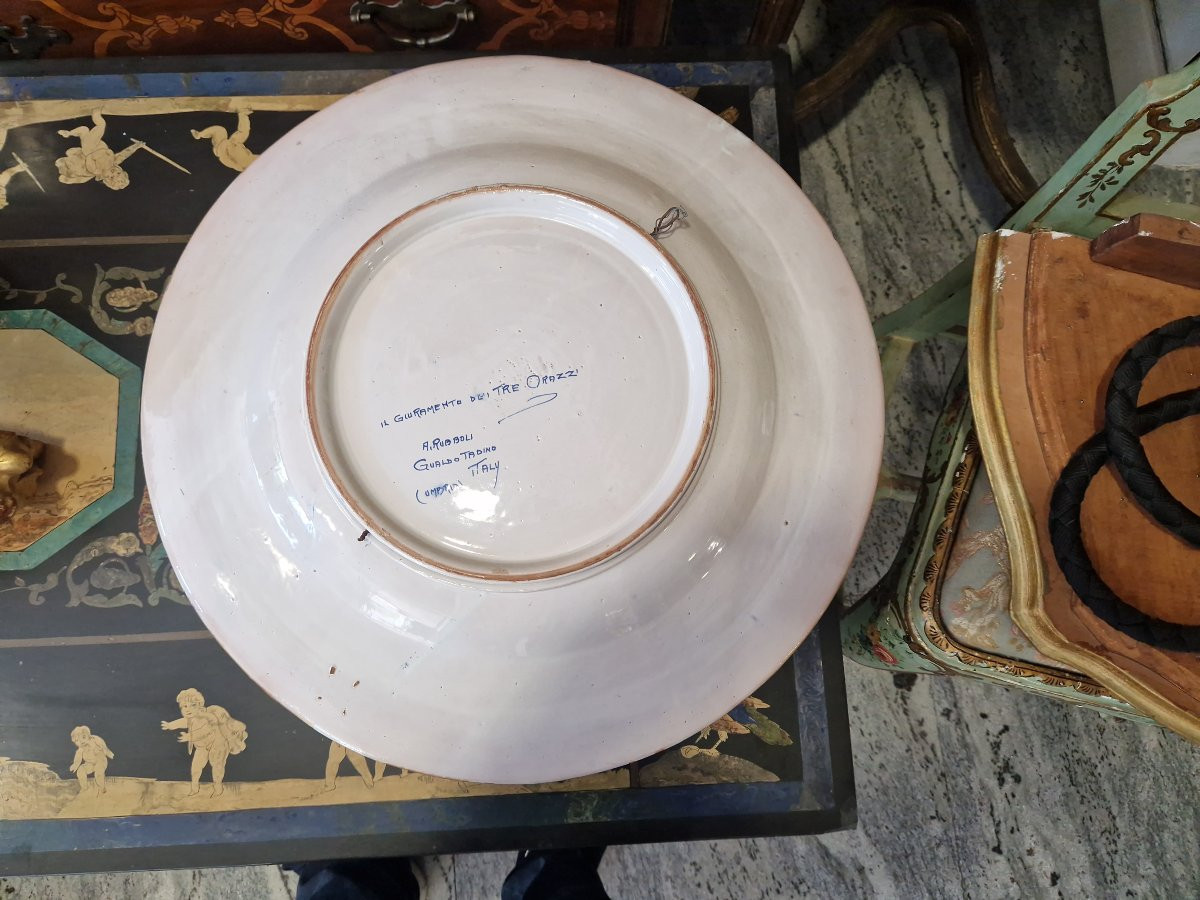 Piatto istoriato da parata in maiolica a lustro Italia Gualdo Tadino primi novecento-photo-4