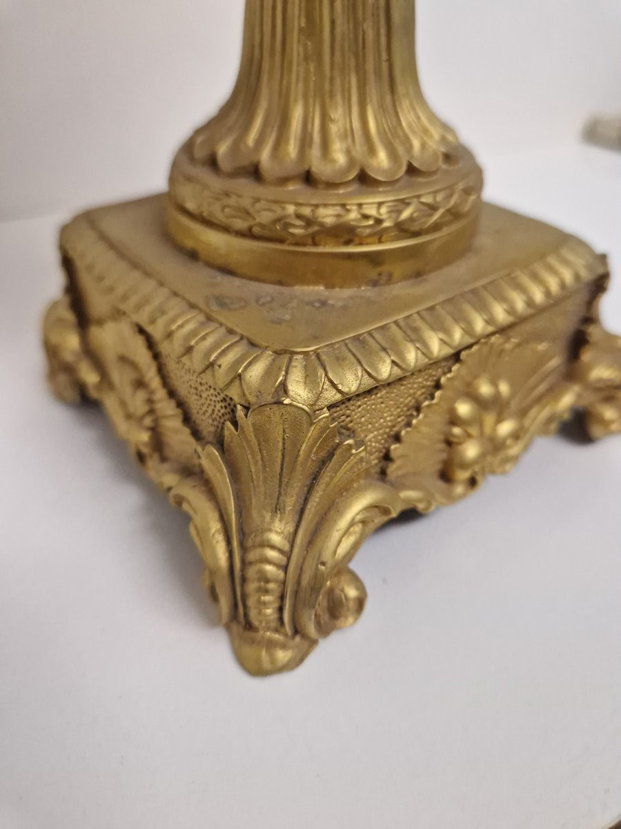 Vaso centrale in cristallo molato e bronzo dorato, Francia, inizio XIX secolo-photo-6