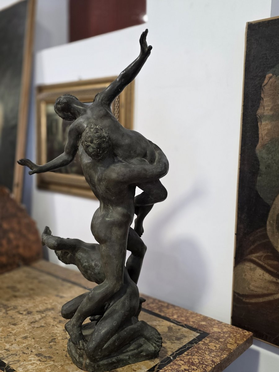 Grande scultura in bronzo raffigurante: Il Ratto delle Sabine del Giambologna - Italia XIX seco-photo-1