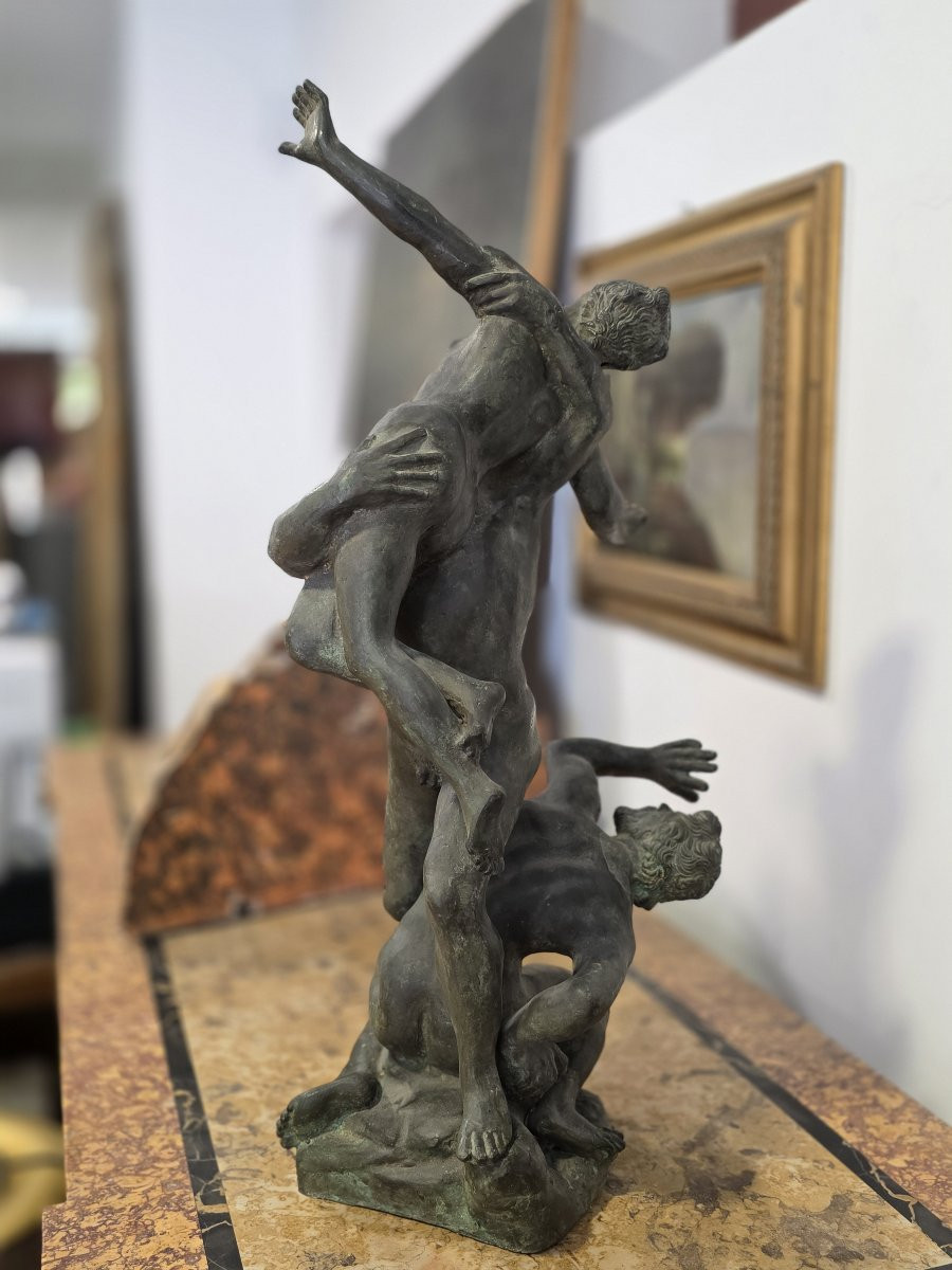 Grande scultura in bronzo raffigurante: Il Ratto delle Sabine del Giambologna - Italia XIX seco-photo-2