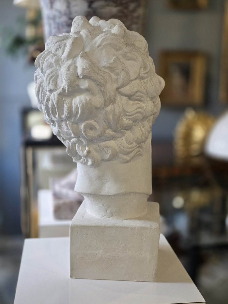 Testa in gesso con base in gesso. Italia XIX secolo-photo-6