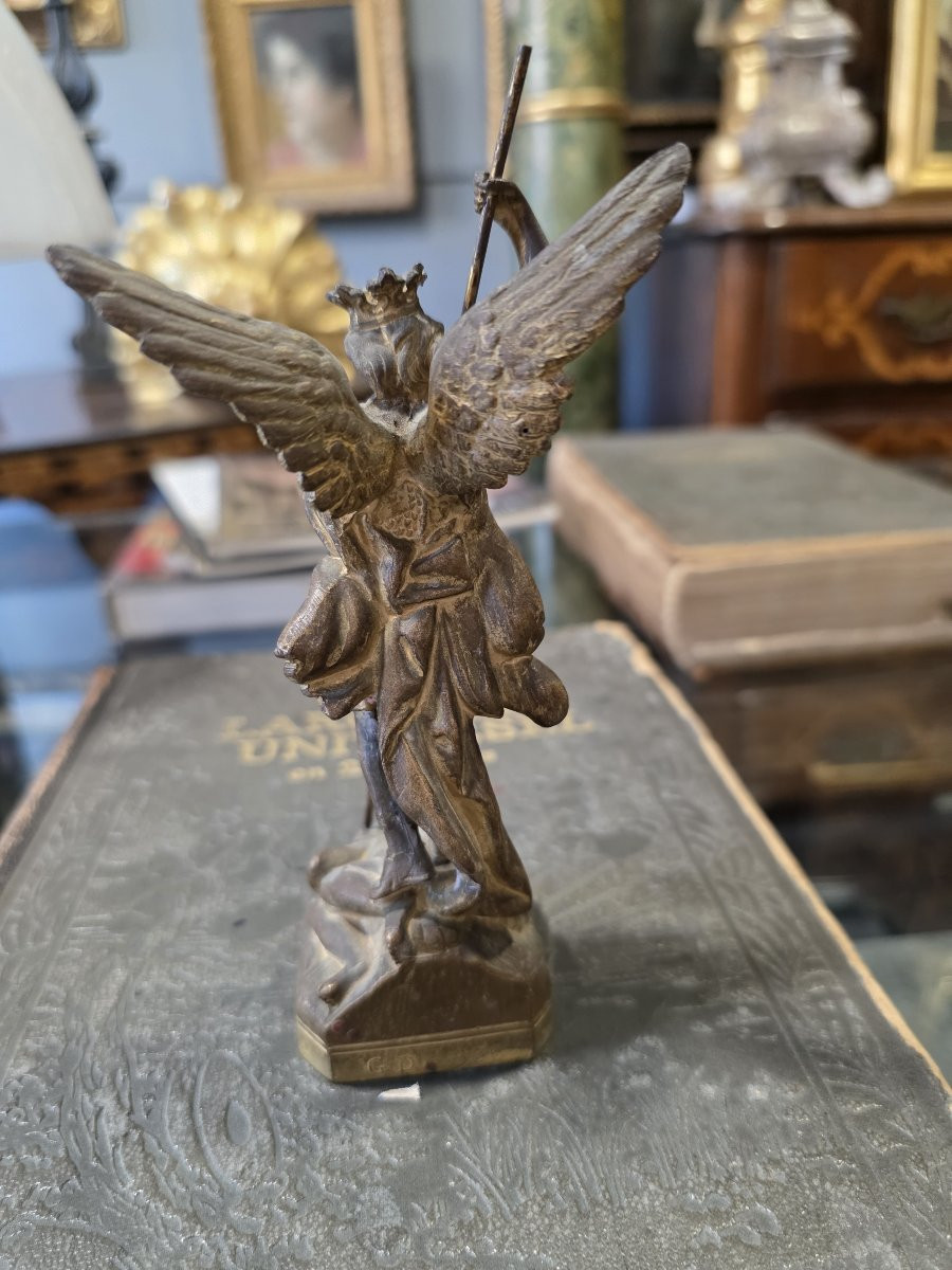 Piccola e antica statua in bronzo dorato finemente cesellata-photo-2