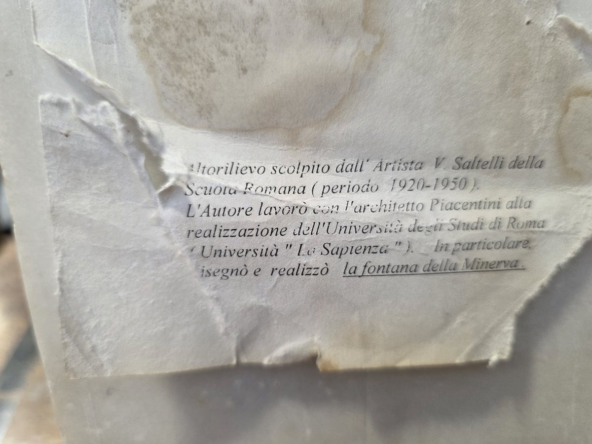 Placca di marmo zuccherino scolpita realizzata dall'artista Vittorio Saltelli-photo-2
