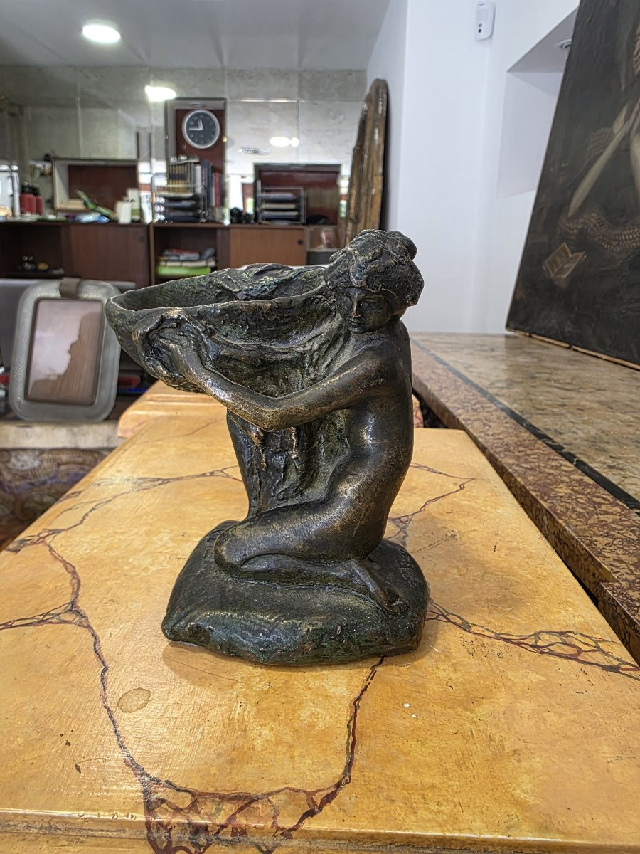 Scultura in bronzo firmata Ernesto Gazzeri (Modena, 1866 - 1965)-photo-3