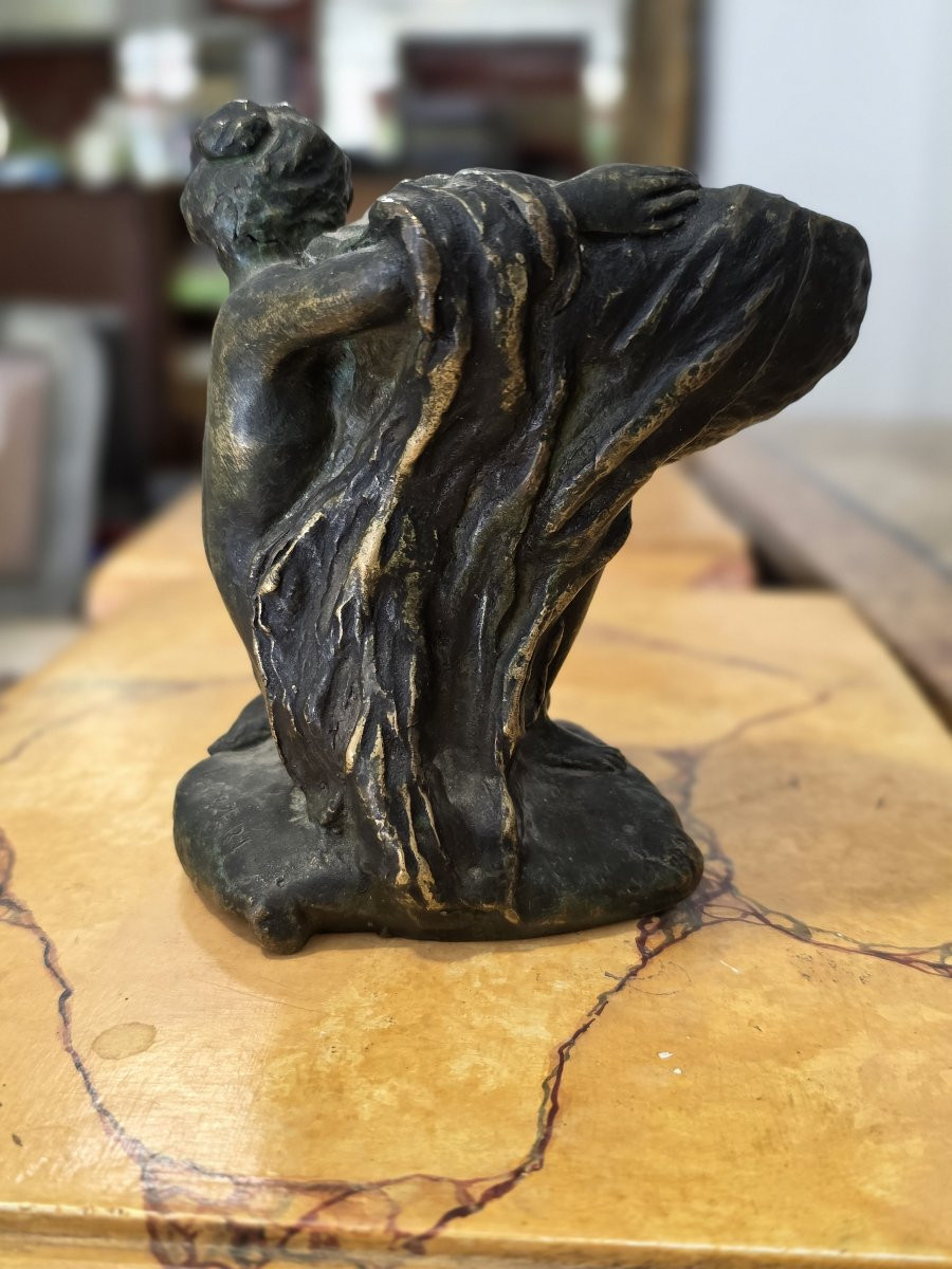 Scultura in bronzo firmata Ernesto Gazzeri (Modena, 1866 - 1965)-photo-2