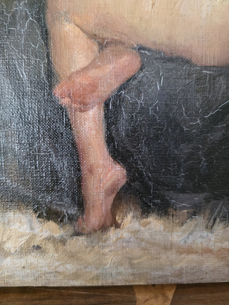 Dipinto olio su tela raffigurante Donna Nuda. Firmato Attilio Toro.-photo-4