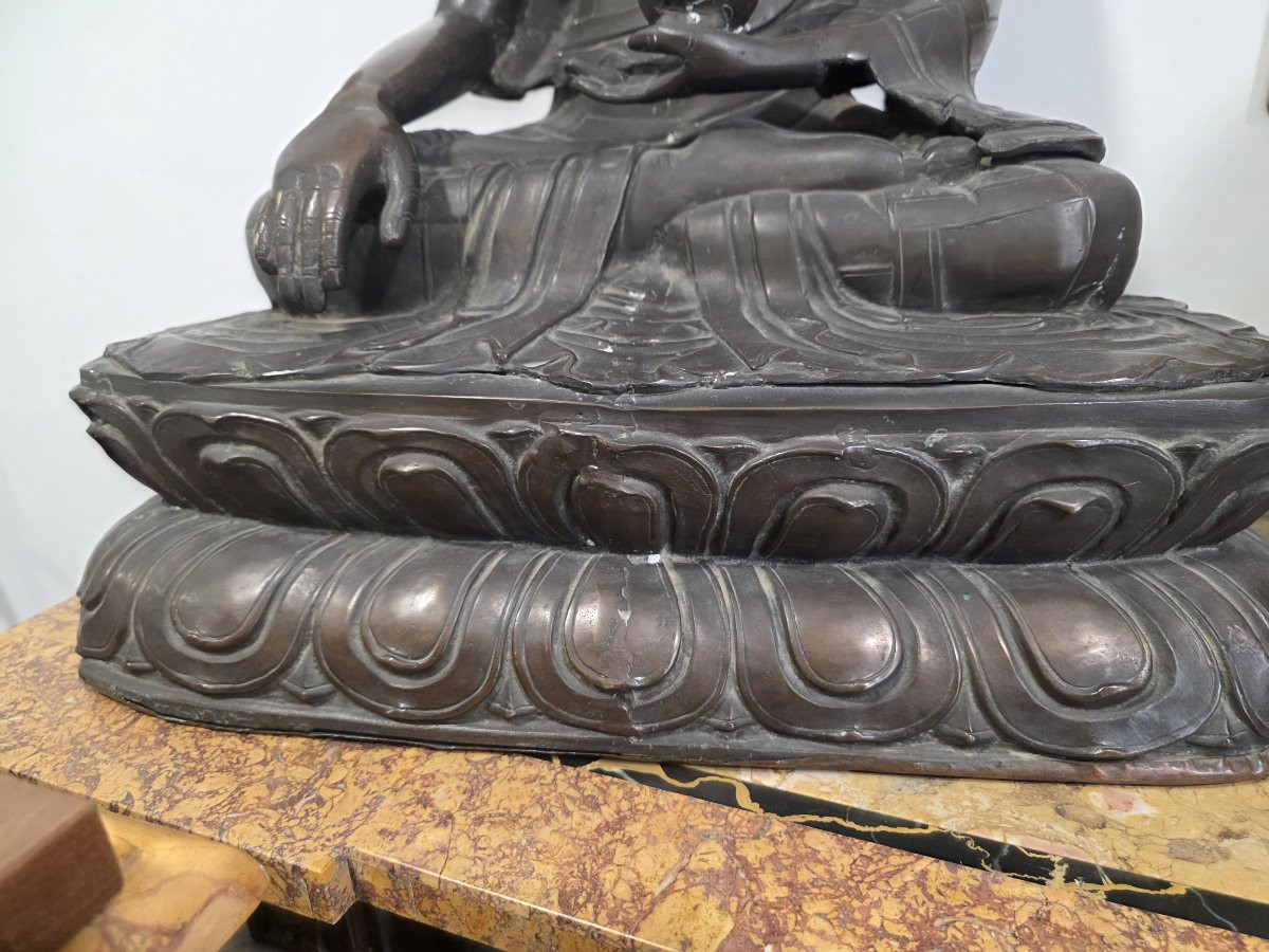 Grande Buddha in bronzo Cina XIX secolo-photo-2