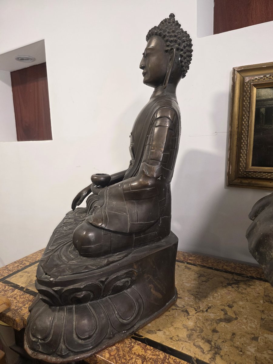 Grande Buddha in bronzo Cina XIX secolo-photo-2