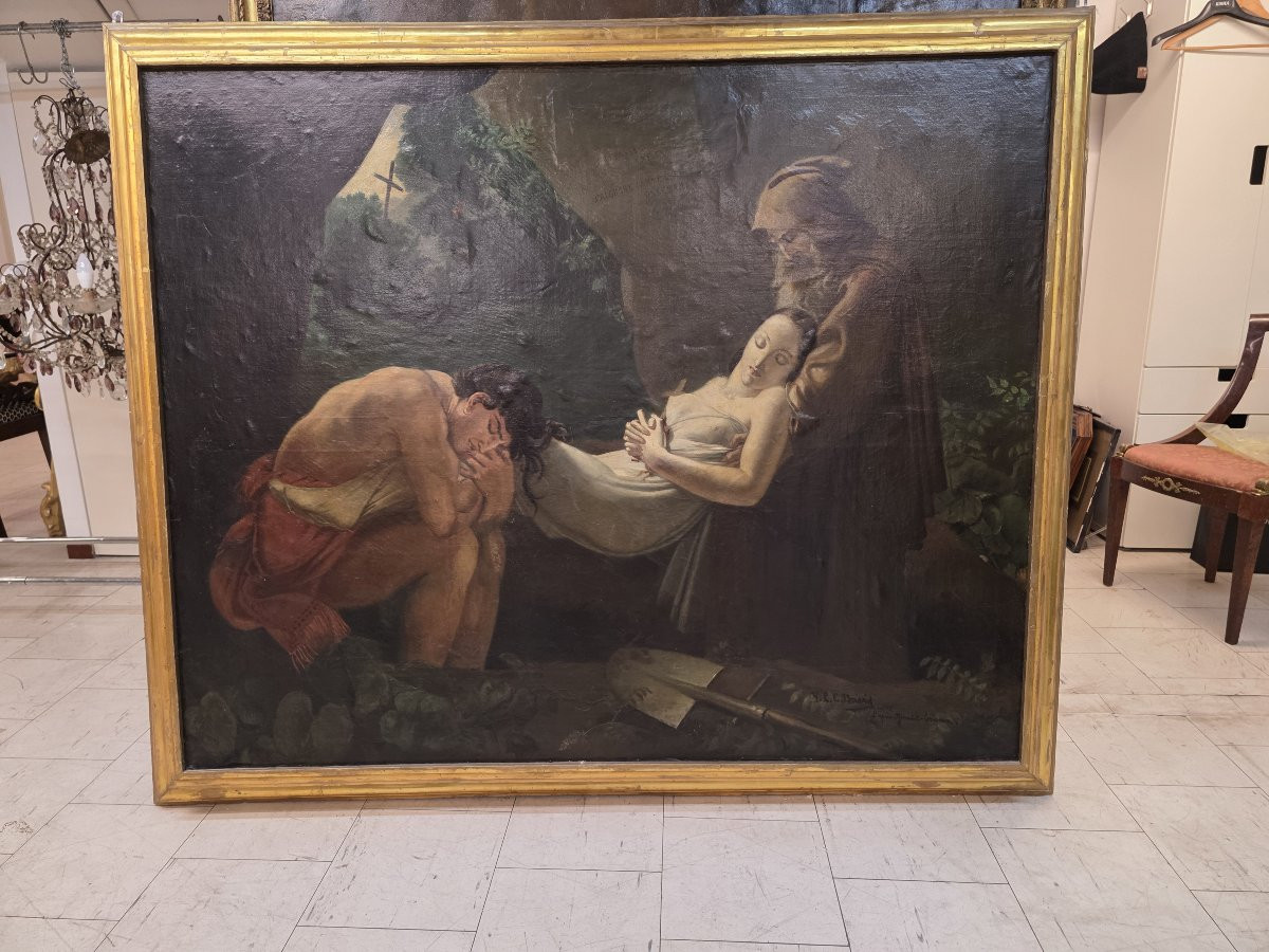 Grande dipinto secondo "La deposizione di Atala" Seguace di Anne-Louis Girodet de Roussy-photo-2