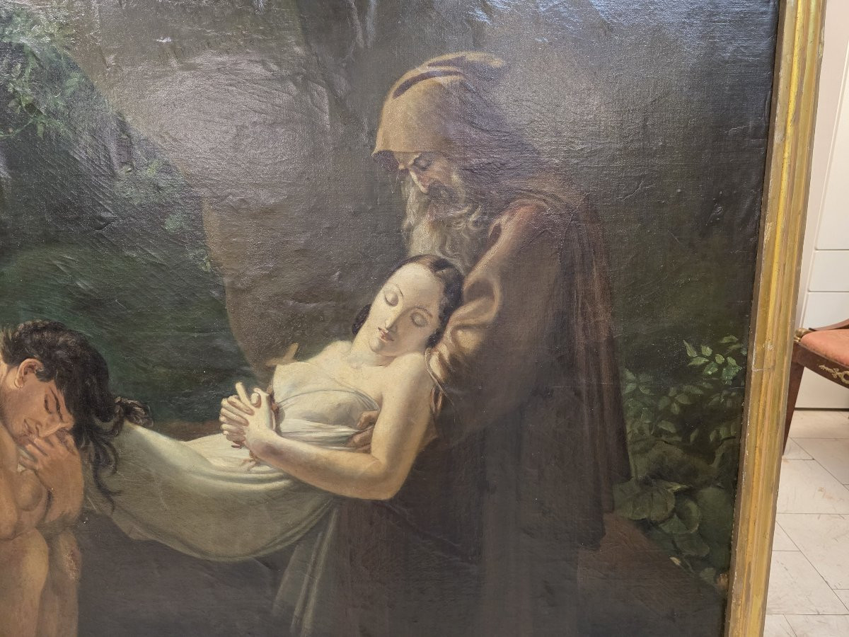 Grande dipinto secondo "La deposizione di Atala" Seguace di Anne-Louis Girodet de Roussy-photo-1