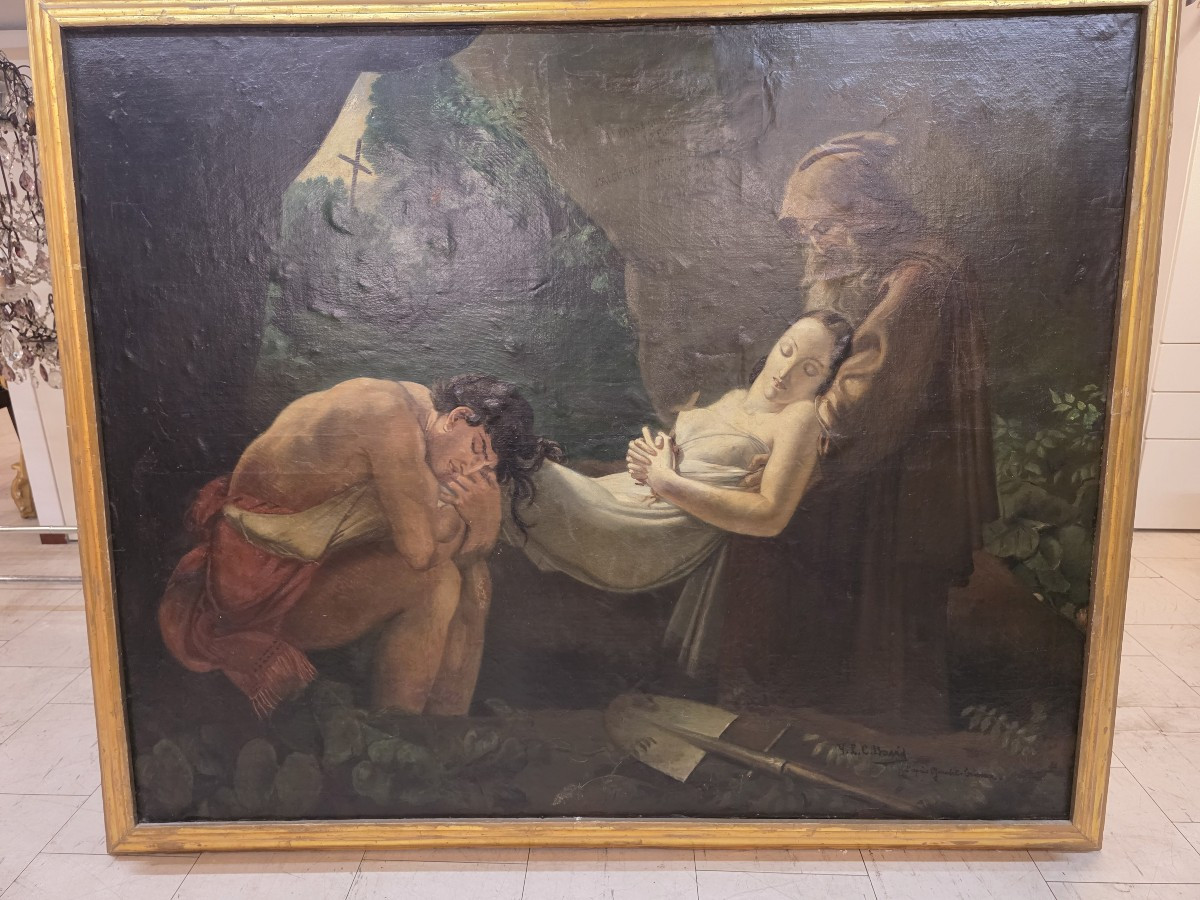 Grande dipinto secondo "La deposizione di Atala" Seguace di Anne-Louis Girodet de Roussy