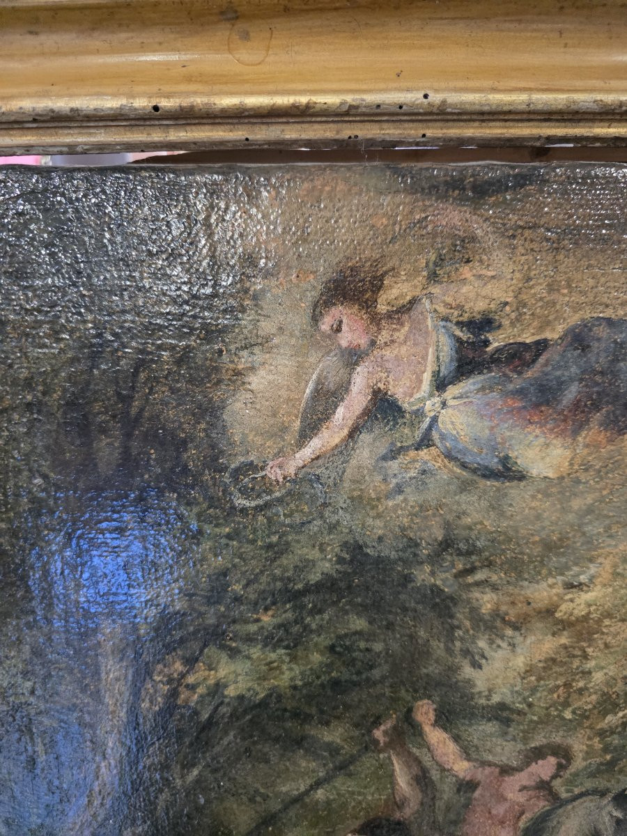 Dipinto olio su tela bozzetto "Martirio di San Pietro da Verona" fine XVII secolo-photo-2