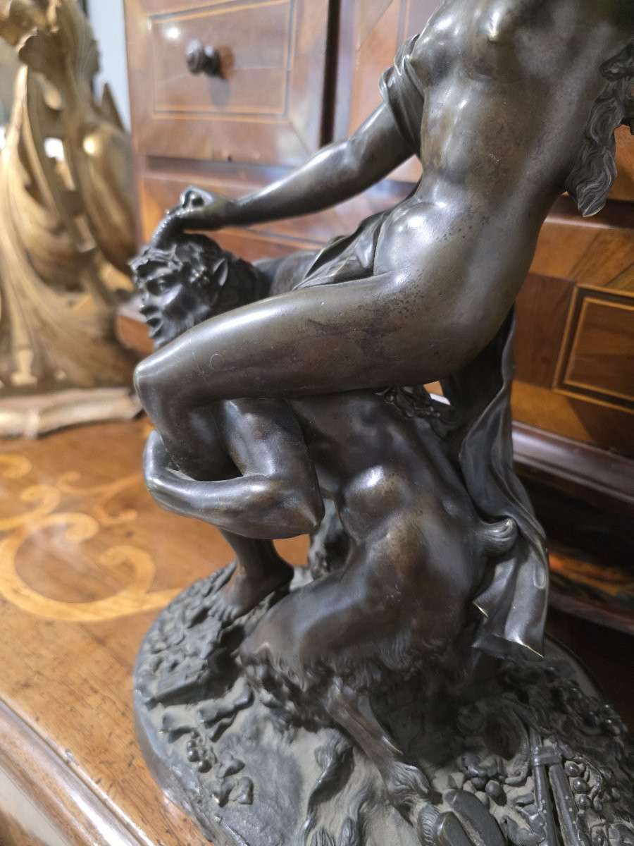 Bronzo raffigurante donna che cavalca Fauno. Vicino a Clodion. XIX secolo-photo-2
