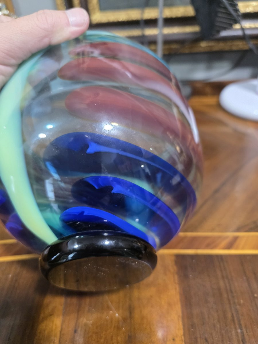Coppa in vetro di murano di Berit Johansson produzione Salviati Murano (firmata e datata 1991)-photo-4
