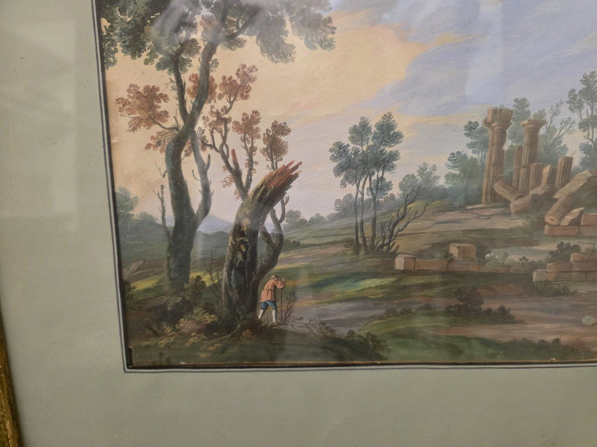 Tempera a guazzo periodo Gran Tour (primi ottocento). Sicilia (Selinunte)?-photo-1