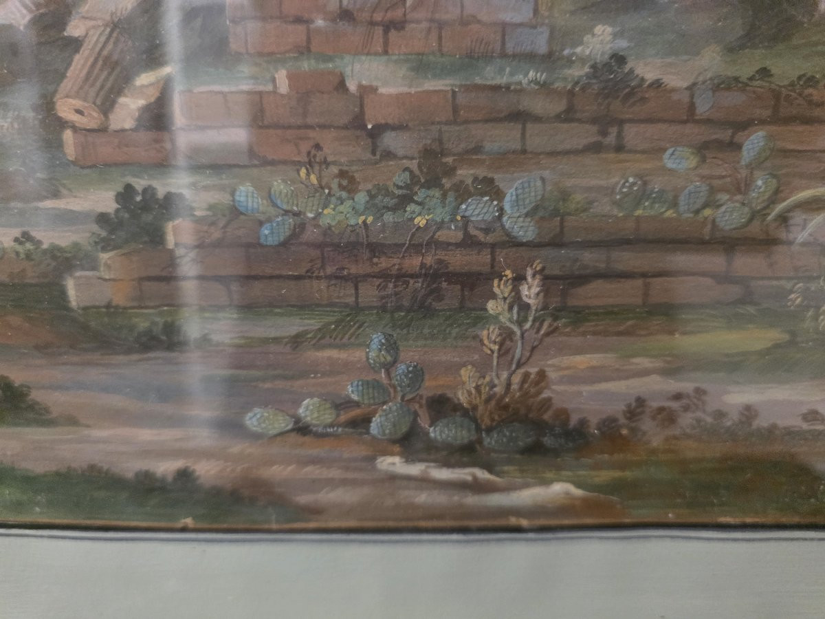 Tempera a guazzo periodo Gran Tour (primi ottocento). Sicilia (Selinunte)?-photo-3