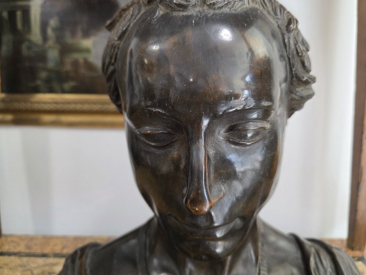 Mezzo busto di giovane ripreso dal Bronzo di Donatello. Fine XIX secolo-photo-3