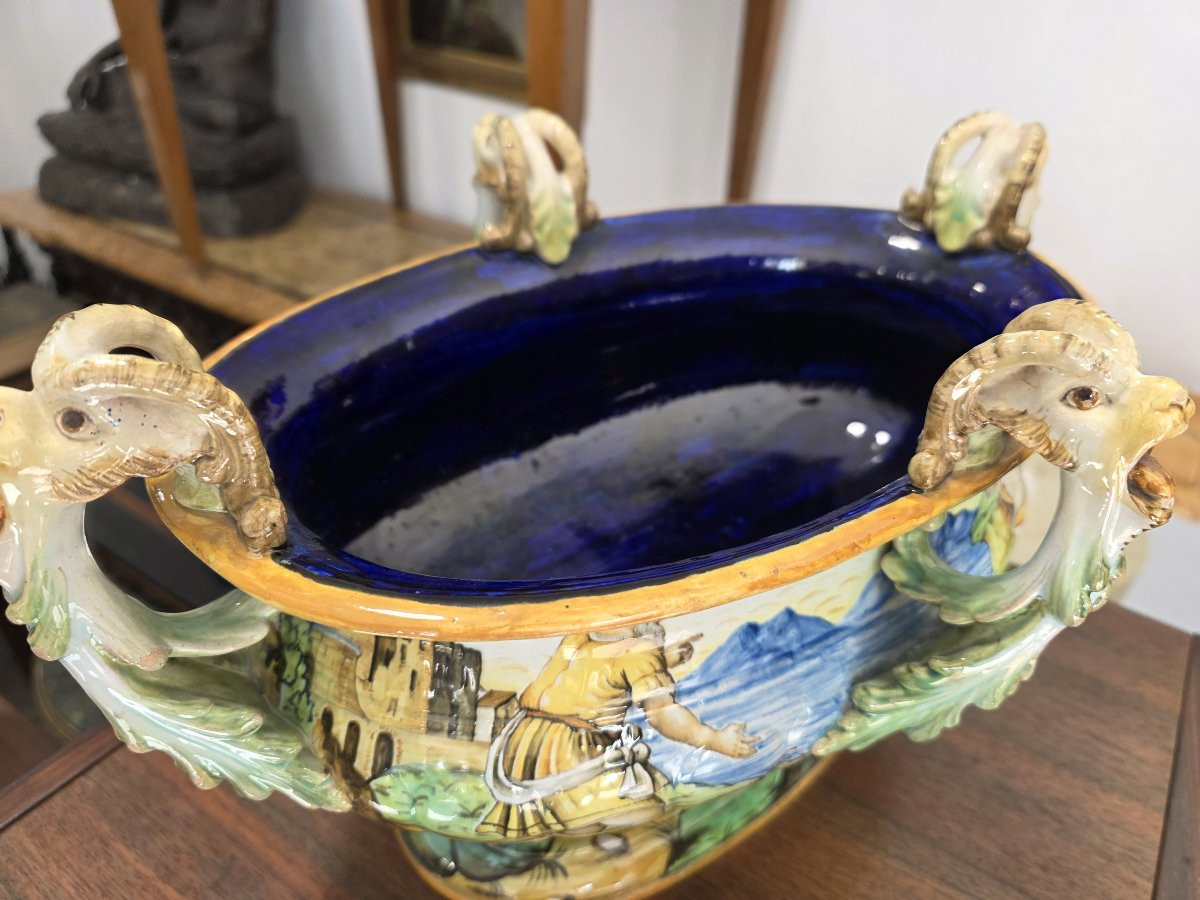 Centrotavola in maiolica istoriata Ginori fine XIX-photo-4