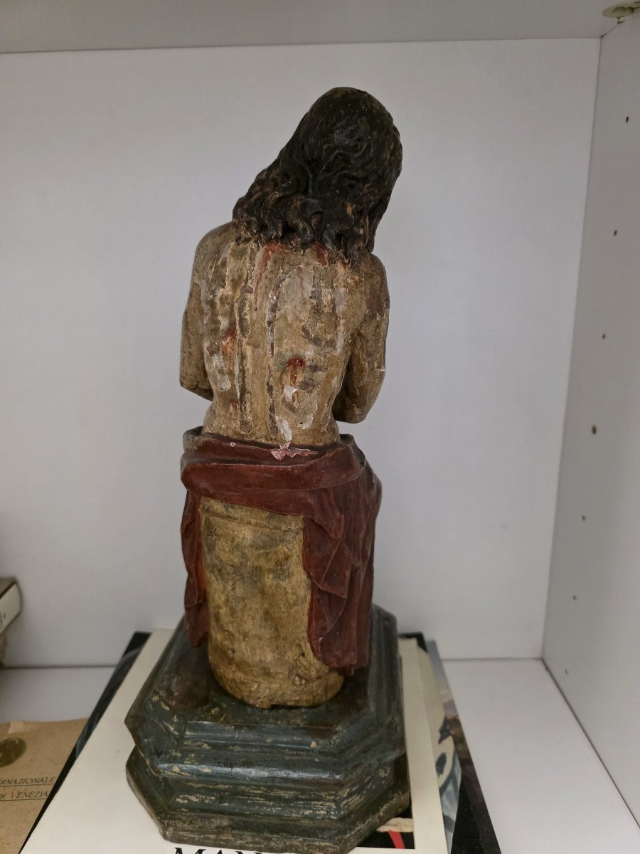 Scultura lignea laccata "Cristo" del seicento Italia-photo-3
