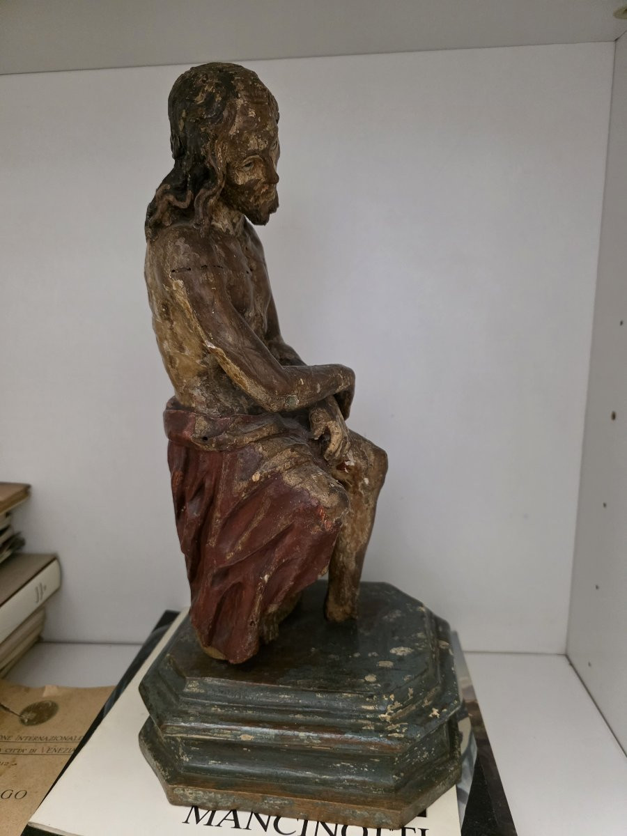 Scultura lignea laccata "Cristo" del seicento Italia-photo-1