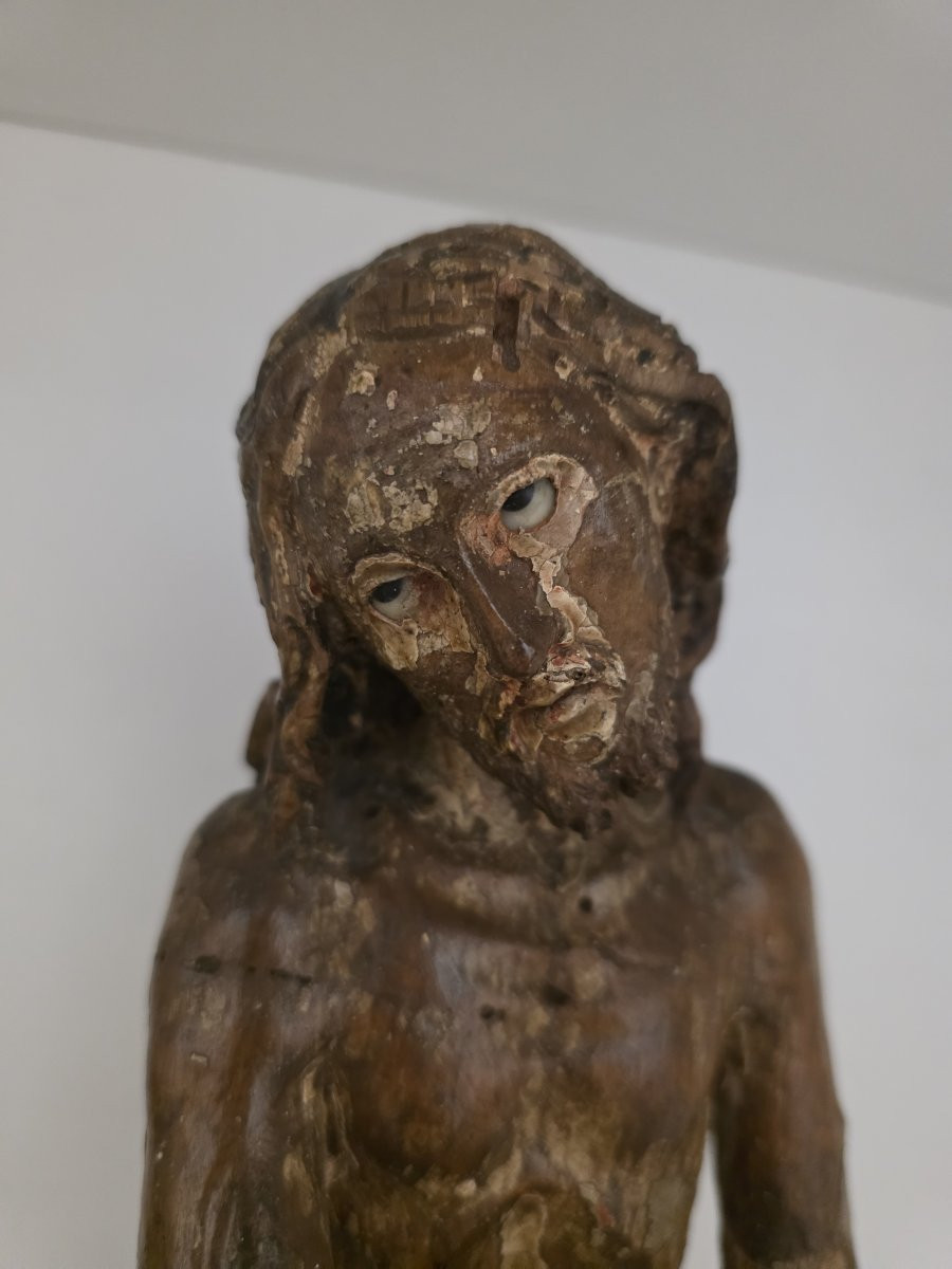 Scultura lignea laccata "Cristo" del seicento Italia-photo-3