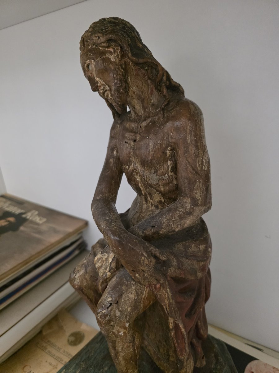 Scultura lignea laccata "Cristo" del seicento Italia-photo-5