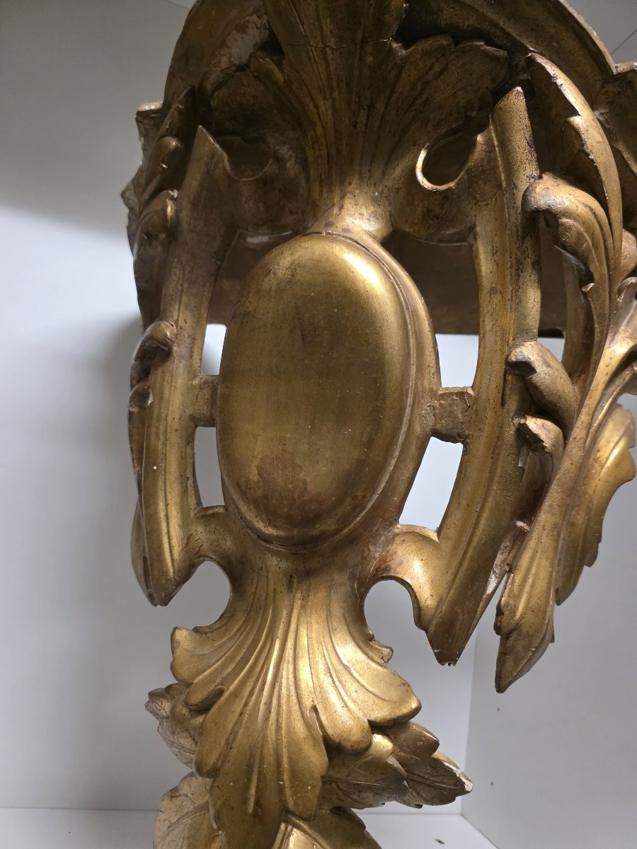 Coppia di grandi mensole dorate periodo Luigi Filippo-photo-4