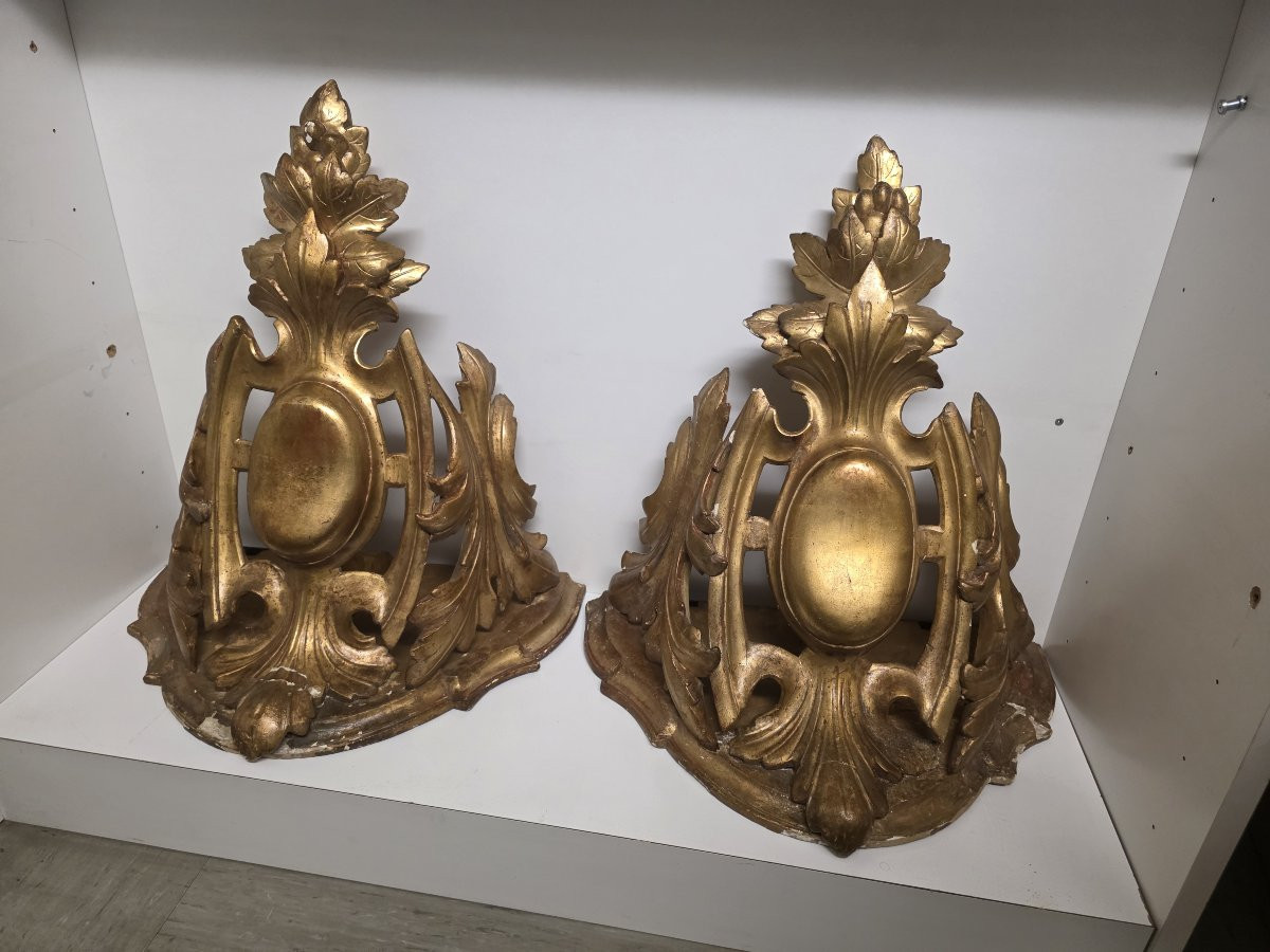 Coppia di grandi mensole dorate periodo Luigi Filippo-photo-7