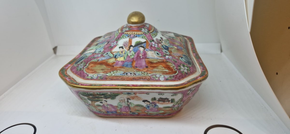 Zuppiera in porcellana cinese canton dei primi del novecento-photo-2