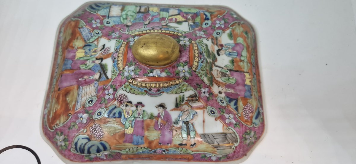 Zuppiera in porcellana cinese canton dei primi del novecento-photo-3