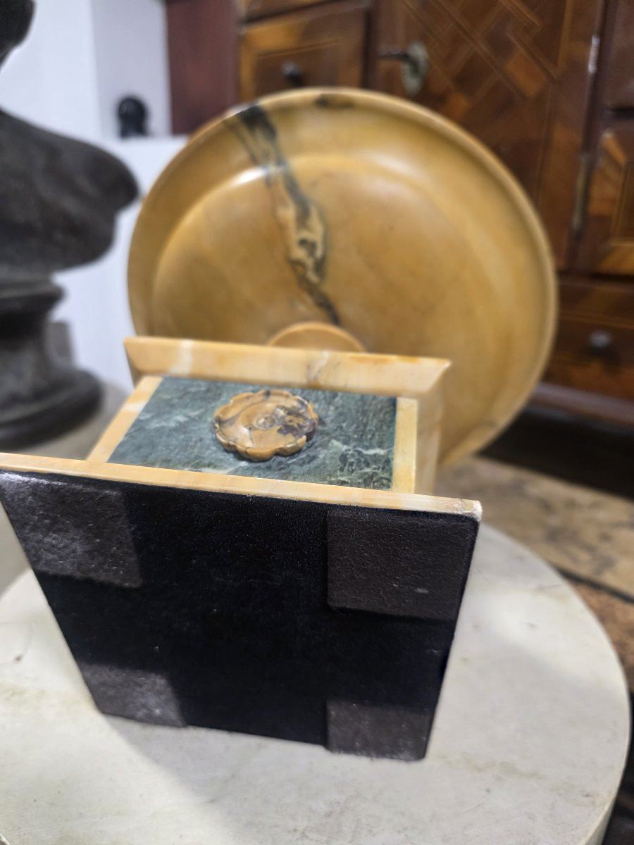 Coppa Grand Tour in marmo giallo antico e marmo verde delle Alpi Italia XIX-photo-4